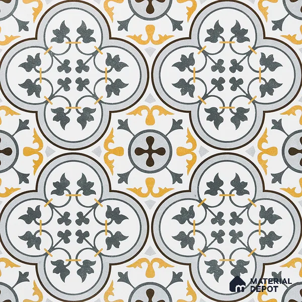 Moroccan Floor & Wall Tile TL 02123 Brown & Blue 2 ft x 2 ft Matte Finish Vitrified Tile - 9.5 mm | Suitable For Kitchen, Balcony, Dining Area | Please Expect a Slight Variation of Pattern