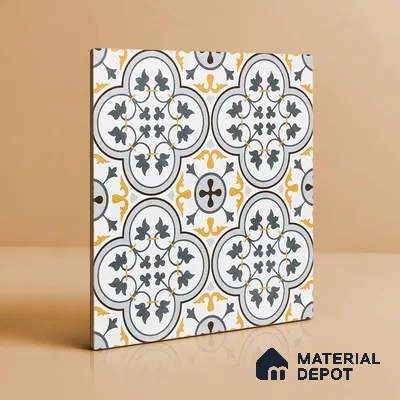 Moroccan Floor & Wall Tile TL 02123 Brown & Blue 2 ft x 2 ft Matte Finish Vitrified Tile - 9.5 mm | Suitable For Kitchen, Balcony, Dining Area | Please Expect a Slight Variation of Pattern