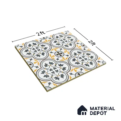 Moroccan Floor & Wall Tile TL 02123 Brown & Blue 2 ft x 2 ft Matte Finish Vitrified Tile - 9.5 mm | Suitable For Kitchen, Balcony, Dining Area | Please Expect a Slight Variation of Pattern