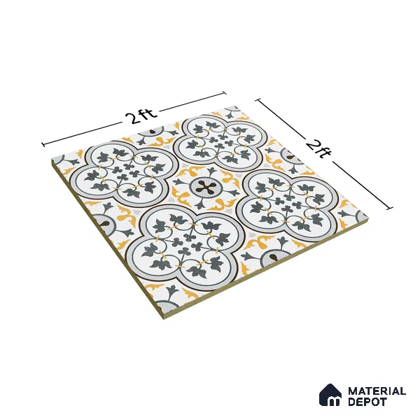 Moroccan Floor & Wall Tile TL 02123 Brown & Blue 2 ft x 2 ft Matte Finish Vitrified Tile - 9.5 mm | Suitable For Kitchen, Balcony, Dining Area | Please Expect a Slight Variation of Pattern
