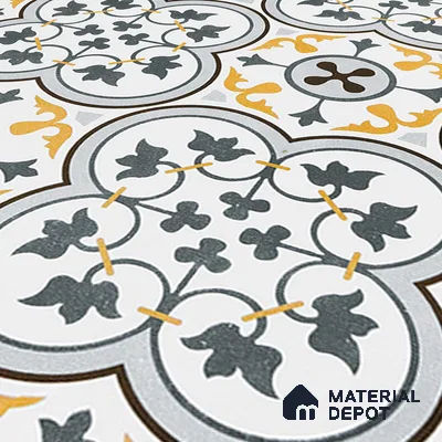 Moroccan Floor & Wall Tile TL 02123 Brown & Blue 2 ft x 2 ft Matte Finish Vitrified Tile - 9.5 mm | Suitable For Kitchen, Balcony, Dining Area | Please Expect a Slight Variation of Pattern