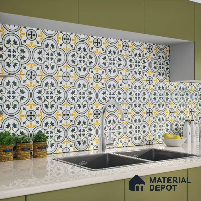 Moroccan Floor & Wall Tile TL 02123 Brown & Blue 2 ft x 2 ft Matte Finish Vitrified Tile - 9.5 mm | Suitable For Kitchen, Balcony, Dining Area | Please Expect a Slight Variation of Pattern