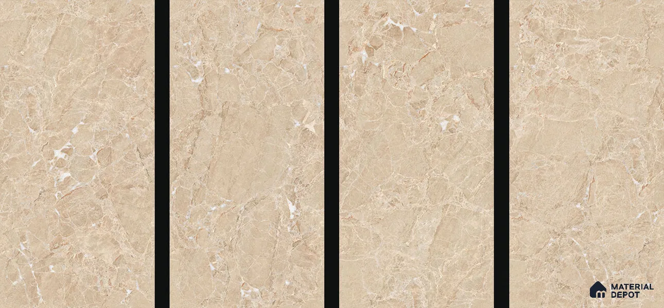 Marble Endless Crema Marfil Wall & Floor Tile TL 02159 Warm Beige 4 ft x 2 ft Glossy Finish Vitrified Tile - 9 mm | Random Designs | Suitable For Living Room, Bedroom, Dining