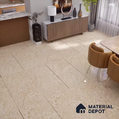 Marble Endless Crema Marfil Wall & Floor Tile TL 02159 Warm Beige 4 ft x 2 ft Glossy Finish Vitrified Tile - 9 mm | Random Designs | Suitable For Living Room, Bedroom, Dining