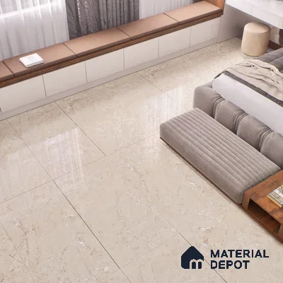 Marble Endless Crema Marfil Wall & Floor Tile TL 02159 Warm Beige 4 ft x 2 ft Glossy Finish Vitrified Tile - 9 mm | Random Designs | Suitable For Living Room, Bedroom, Dining