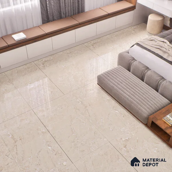 Marble Endless Crema Marfil Wall & Floor Tile TL 02159 Warm Beige 4 ft x 2 ft Glossy Finish Vitrified Tile - 9 mm | Random Designs | Suitable For Living Room, Bedroom, Dining