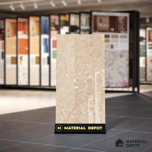 Marble Endless Crema Marfil Wall & Floor Tile TL 02159 Warm Beige 4 ft x 2 ft Glossy Finish Vitrified Tile - 9 mm | Random Designs | Suitable For Living Room, Bedroom, Dining