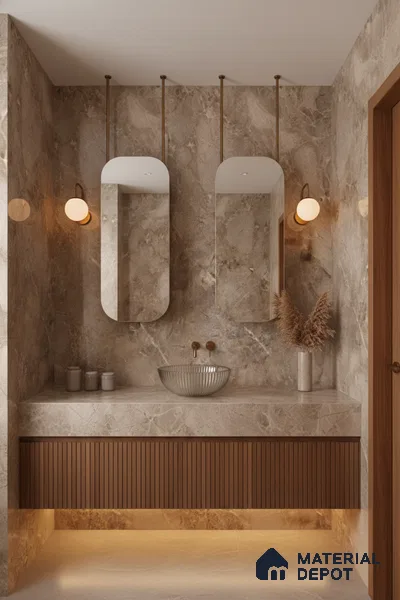 Marble Floor & Wall Tile TL 02175 Cornell Brown 4 ft x 2 ft Glossy Finish Vitrified Tile - 9 mm