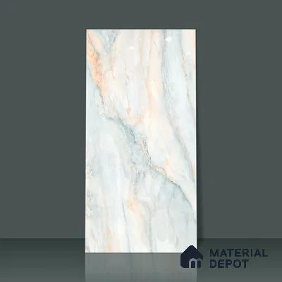 Marble Onyx Wall & Floor Tile TL 02177 Ice Blue 4 ft x 2 ft Glossy Finish Vitrified Tile - 9 mm | 3 Random Designs | Suitable For Living Room, Bedroom, Dining