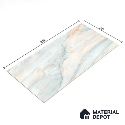 Marble Onyx Wall & Floor Tile TL 02177 Ice Blue 4 ft x 2 ft Glossy Finish Vitrified Tile - 9 mm | 3 Random Designs | Suitable For Living Room, Bedroom, Dining