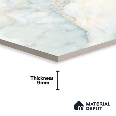Marble Onyx Wall & Floor Tile TL 02177 Ice Blue 4 ft x 2 ft Glossy Finish Vitrified Tile - 9 mm | 3 Random Designs | Suitable For Living Room, Bedroom, Dining