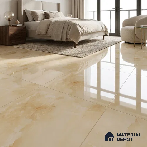 Marble Floor & Wall Tile TL 02178 A Prima Beige 4 ft x 2 ft Glossy Finish Vitrified Tile - 9 mm (Random 4)
