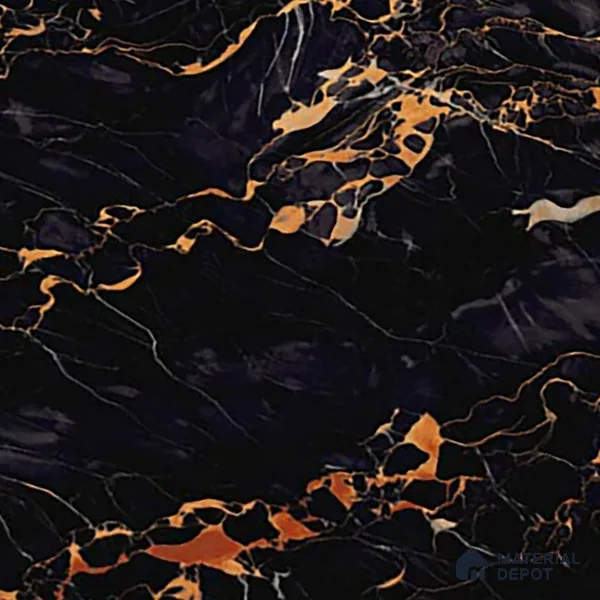 Marble Portoro Wall & Floor Tile TL 02181 Onyx Black 4 ft x 2 ft High Gloss Finish Vitrified Tile - 9 mm | 5 Random Designs | Suitable For Living Room, Bedroom, Dining