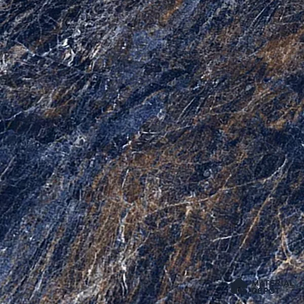 Marble Sodalite Blue Wall & Floor Tile TL 02183 Navy Blue 4 ft x 2 ft High Gloss Finish Vitrified Tile - 9 mm | 5 Random Designs | Suitable For Living Room, Bedroom, Dining