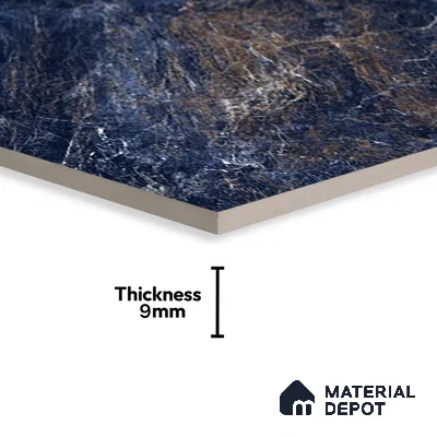 Marble Sodalite Blue Wall & Floor Tile TL 02183 Navy Blue 4 ft x 2 ft High Gloss Finish Vitrified Tile - 9 mm | 5 Random Designs | Suitable For Living Room, Bedroom, Dining