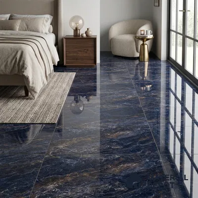 Marble Floor & Wall Tile TL 02183 Woe Blue 4 ft x 2 ft High Gloss Finish Vitrified Tile - 9 mm (Random 5)