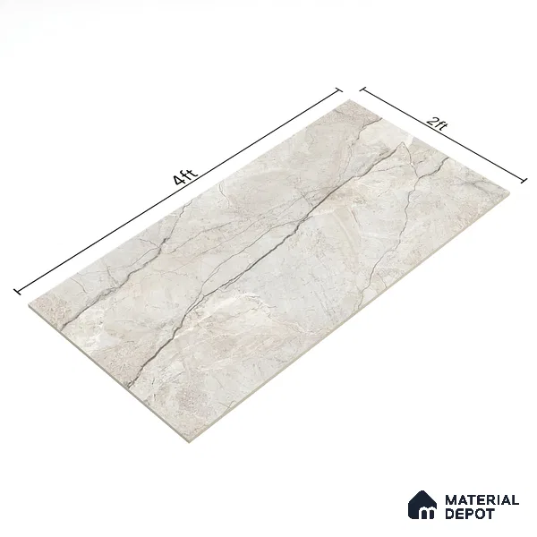 Marble Dyna Royale Wall & Floor Tile TL 02189 Linen Beige 4 ft x 2 ft Glossy Finish Vitrified Tile - 9 mm | Suitable For Living Room, Bedroom, Dining