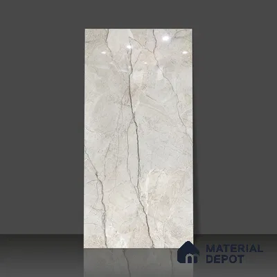 Marble Dyna Royale Wall & Floor Tile TL 02189 Linen Beige 4 ft x 2 ft Glossy Finish Vitrified Tile - 9 mm | Suitable For Living Room, Bedroom, Dining