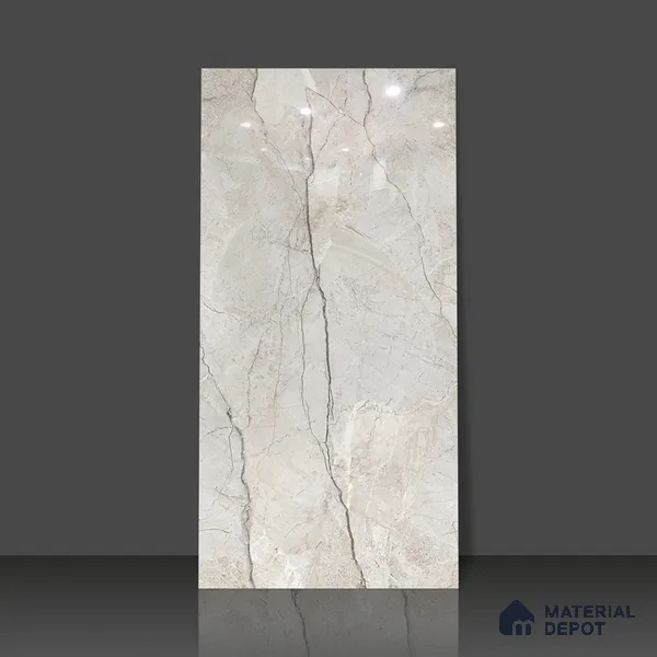 Marble Dyna Royale Wall & Floor Tile TL 02189 Linen Beige 4 ft x 2 ft Glossy Finish Vitrified Tile - 9 mm | Suitable For Living Room, Bedroom, Dining