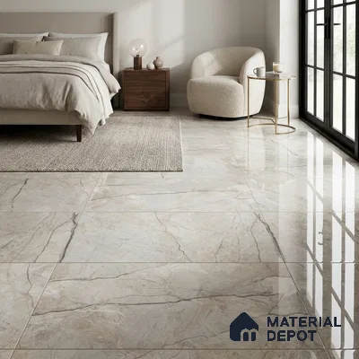 Marble Floor & Wall Tile TL 02189 Marmo Beige 4 ft x 2 ft Glossy Finish Vitrified Tile - 9 mm
