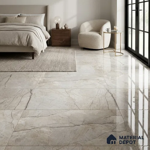 Marble Floor & Wall Tile TL 02189 Marmo Beige 4 ft x 2 ft Glossy Finish Vitrified Tile - 9 mm
