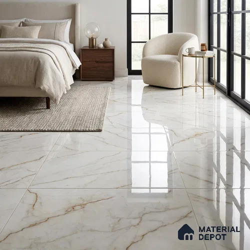 Marble Floor & Wall Tile TL 02190 Mevrik Beige 4 ft x 2 ft Glossy Finish Vitrified Tile - 9 mm
