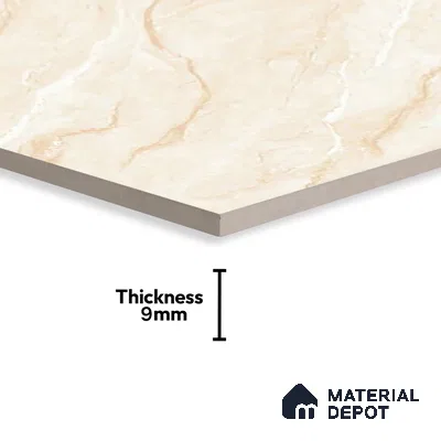 Marble Crema Marfil Wall & Floor Tile TL 02192 Warm Beige 4 ft x 2 ft Glossy Finish Vitrified Tile - 9 mm | Suitable For Living Room, Bedroom, Dining