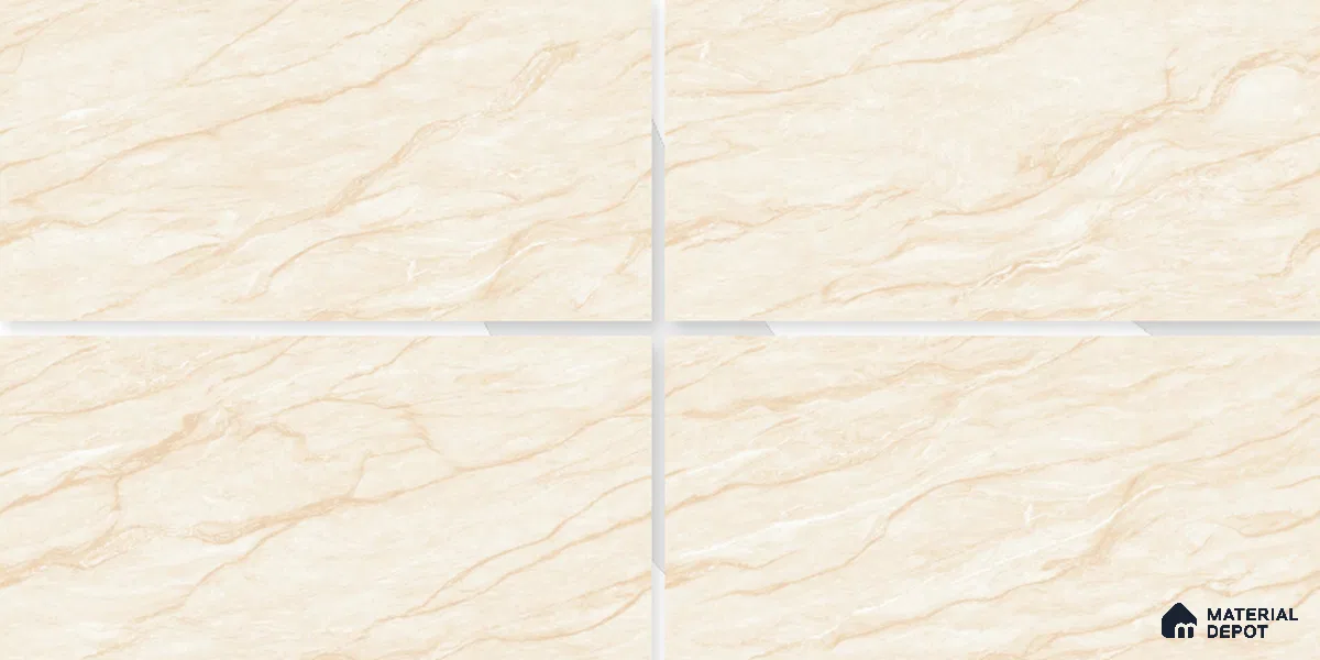 Marble Crema Marfil Wall & Floor Tile TL 02192 Warm Beige 4 ft x 2 ft Glossy Finish Vitrified Tile - 9 mm | Suitable For Living Room, Bedroom, Dining