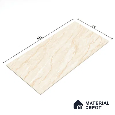 Marble Crema Marfil Wall & Floor Tile TL 02192 Warm Beige 4 ft x 2 ft Glossy Finish Vitrified Tile - 9 mm | Suitable For Living Room, Bedroom, Dining