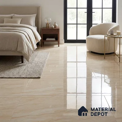 Marble Floor & Wall Tile TL 02192 Drete Beige 4 ft x 2 ft Glossy Finish Vitrified Tile - 9 mm