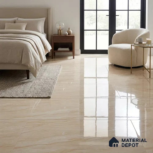 Marble Floor & Wall Tile TL 02192 Drete Beige 4 ft x 2 ft Glossy Finish Vitrified Tile - 9 mm