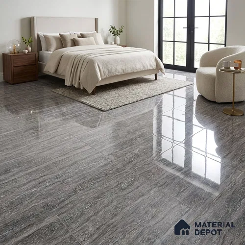 Marble Floor & Wall Tile TL 02195 B Alexa Grey 4 ft x 2 ft Glossy Finish Vitrified Tile - 9 mm