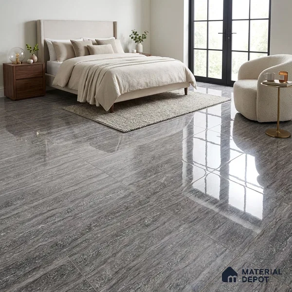 Marble Floor & Wall Tile TL 02195 B Alexa Grey 4 ft x 2 ft Glossy Finish Vitrified Tile - 9 mm