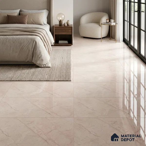 Marble Floor & Wall Tile TL 02196 A Jelly Beige 4 ft x 2 ft Glossy Finish Vitrified Tile - 9 mm (Random 5)