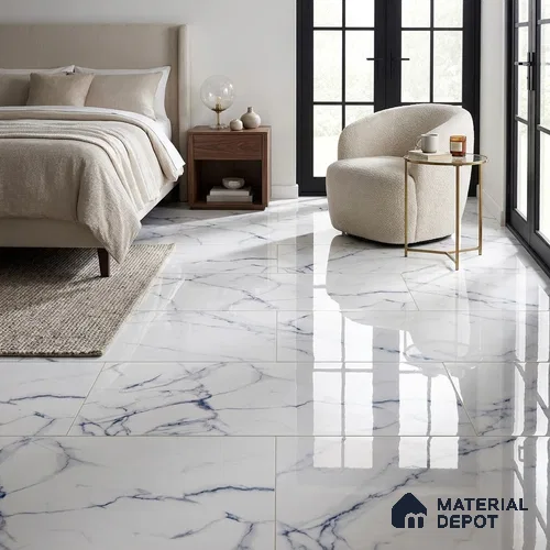 Marble Floor & Wall Tile TL 02201 Summer White 4 ft x 2 ft Glossy Finish Vitrified Tile - 9 mm