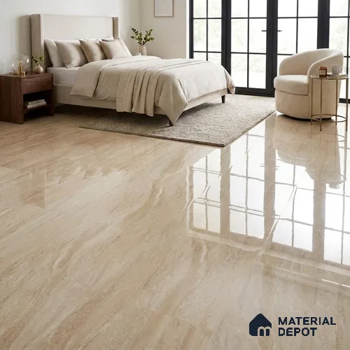 Marble Floor & Wall Tile TL 02204 Dyna Beige 4 ft x 2 ft Glossy Finish Vitrified Tile - 9 mm (Random 5)