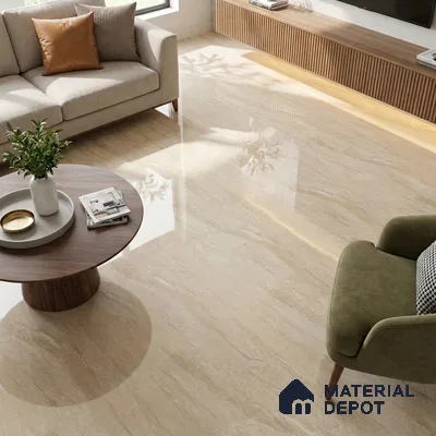 Marble Dyna Royale Wall & Floor Tile TL 02204 Wheat Beige 4 ft x 2 ft Glossy Finish Vitrified Tile - 9 mm | 5 Random Designs | Suitable For Living Room, Bedroom, Dining