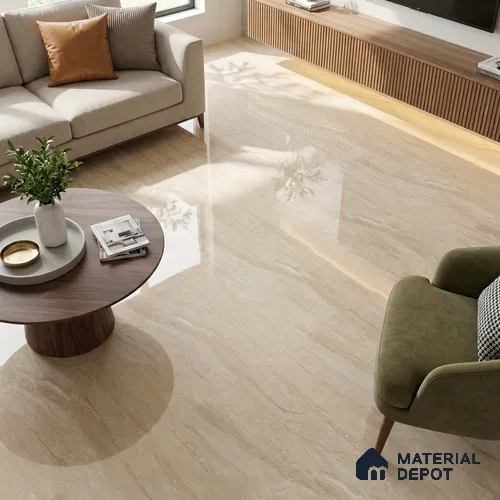 Marble Dyna Royale Wall & Floor Tile TL 02204 Wheat Beige 4 ft x 2 ft Glossy Finish Vitrified Tile - 9 mm | 5 Random Designs | Suitable For Living Room, Bedroom, Dining