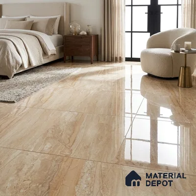 Marble Floor & Wall Tile TL 02205 Chrism Cream 4 ft x 2 ft Glossy Finish Vitrified Tile - 9 mm (Random 5)