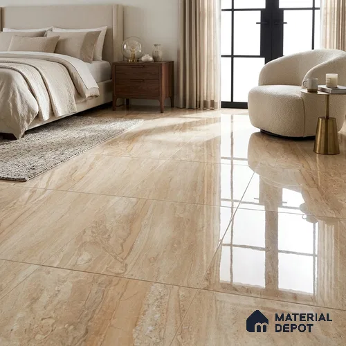 Marble Floor & Wall Tile TL 02205 Chrism Cream 4 ft x 2 ft Glossy Finish Vitrified Tile - 9 mm (Random 5)