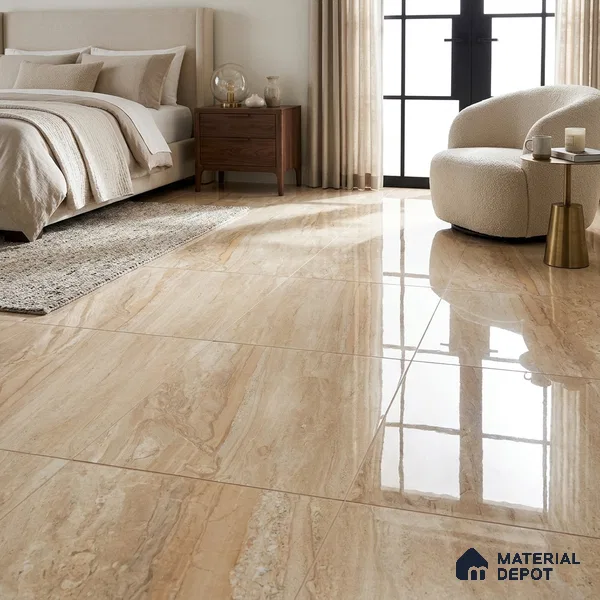 Marble Floor & Wall Tile TL 02205 Chrism Cream 4 ft x 2 ft Glossy Finish Vitrified Tile - 9 mm (Random 5)