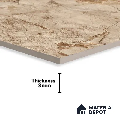 Marble Crema Marfil Wall & Floor Tile TL 02207 Mushroom Beige 4 ft x 2 ft Glossy Finish Vitrified Tile - 9 mm | 5 Random Designs | Suitable For Living Room, Bedroom, Dining
