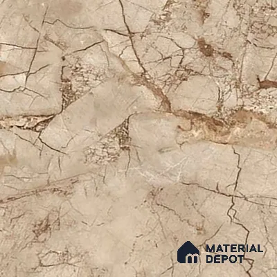 Marble Crema Marfil Wall & Floor Tile TL 02207 Mushroom Beige 4 ft x 2 ft Glossy Finish Vitrified Tile - 9 mm | 5 Random Designs | Suitable For Living Room, Bedroom, Dining