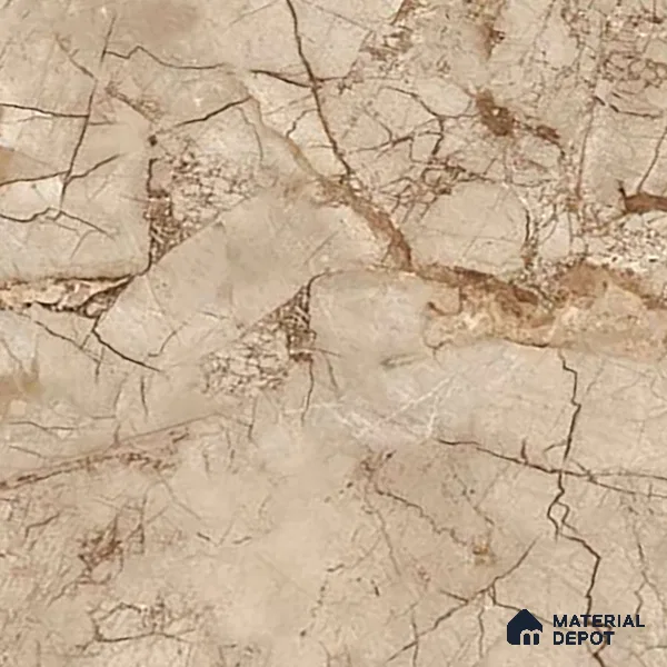 Marble Crema Marfil Wall & Floor Tile TL 02207 Mushroom Beige 4 ft x 2 ft Glossy Finish Vitrified Tile - 9 mm | 5 Random Designs | Suitable For Living Room, Bedroom, Dining