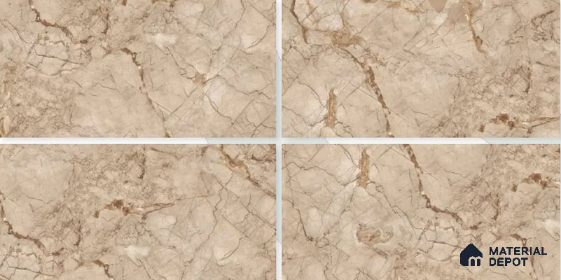 Marble Crema Marfil Wall & Floor Tile TL 02207 Mushroom Beige 4 ft x 2 ft Glossy Finish Vitrified Tile - 9 mm | 5 Random Designs | Suitable For Living Room, Bedroom, Dining