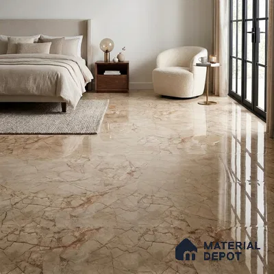 Marble Floor & Wall Tile TL 02207 Hazel Brown 4 ft x 2 ft Glossy Finish Vitrified Tile - 9 mm (Random 5)