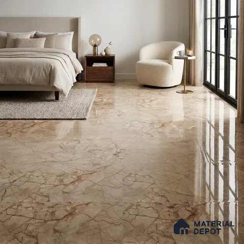 Marble Floor & Wall Tile TL 02207 Hazel Brown 4 ft x 2 ft Glossy Finish Vitrified Tile - 9 mm (Random 5)