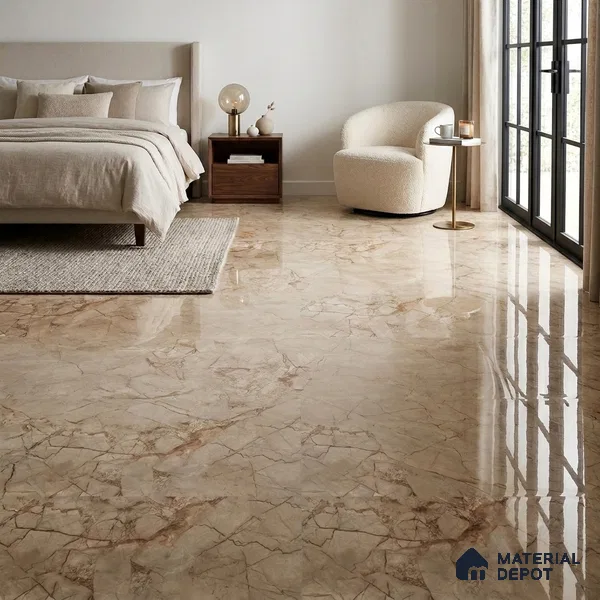 Marble Floor & Wall Tile TL 02207 Hazel Brown 4 ft x 2 ft Glossy Finish Vitrified Tile - 9 mm (Random 5)