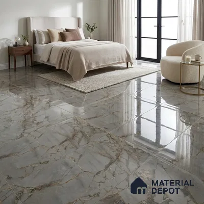 Marble Floor & Wall Tile TL 02208 Wave Grey 4 ft x 2 ft Glossy Finish Vitrified Tile - 9 mm (Random 3)