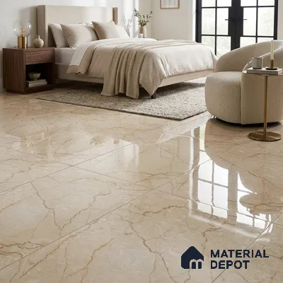 Marble Floor & Wall Tile TL 02209 Unction Cream 4 ft x 2 ft Glossy Finish Vitrified Tile - 9 mm (Random 5)